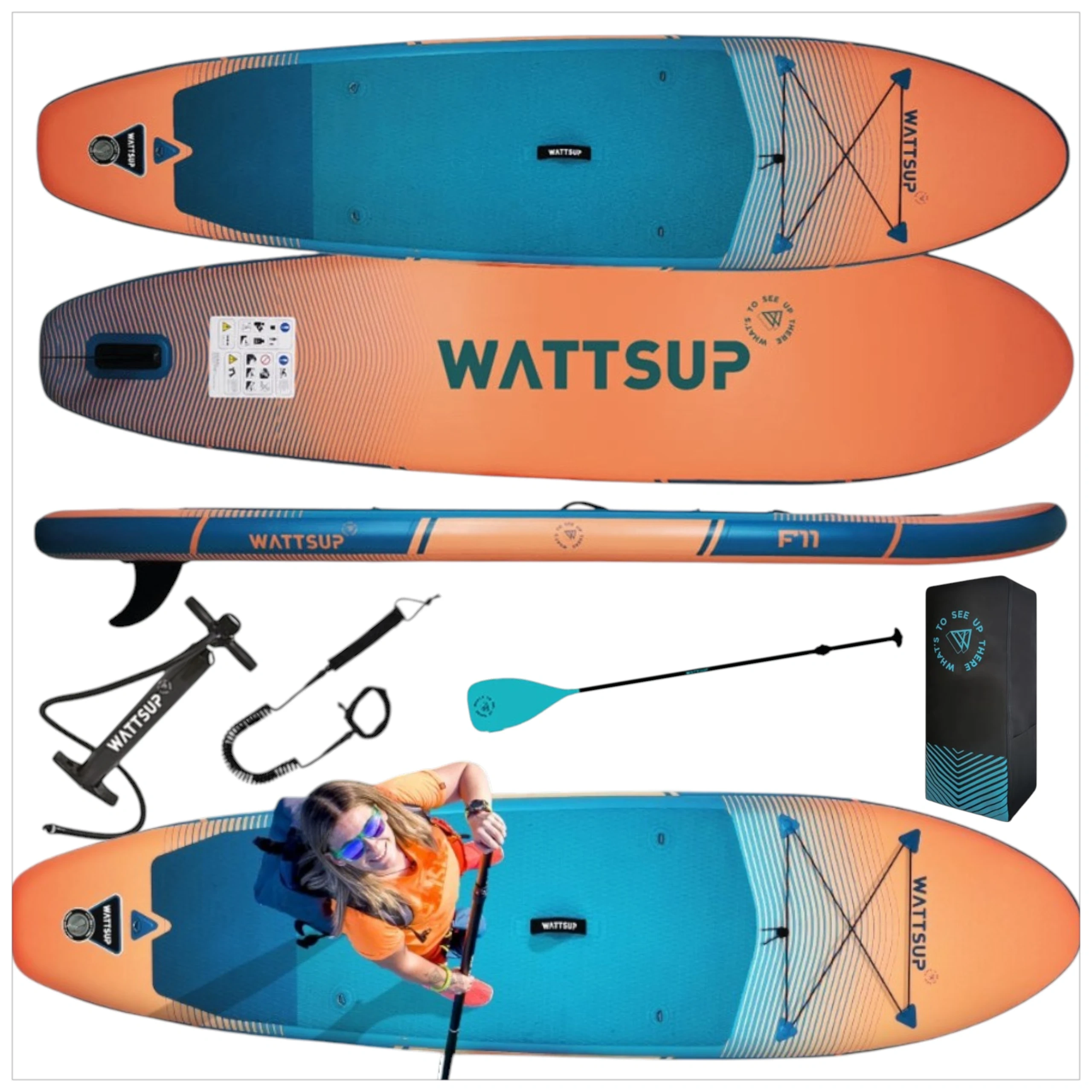 DESKA SUP WATTSUP F11 335 (11'), uniwersalne / Allround, pomarańczowy - obrazek 5