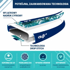 DESKA SUP SKIFFO LUI 325cm 10'8 PCV TRZYWARSTOWA PLECAK NA KÓŁKACH POMPKA