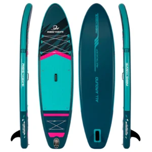 Deska SUP RIDEWAVE ALL AROUND 350 (11'5) uniwersalne + SIEDZISKO KAJAK, ciemnoturkusowy / różowy