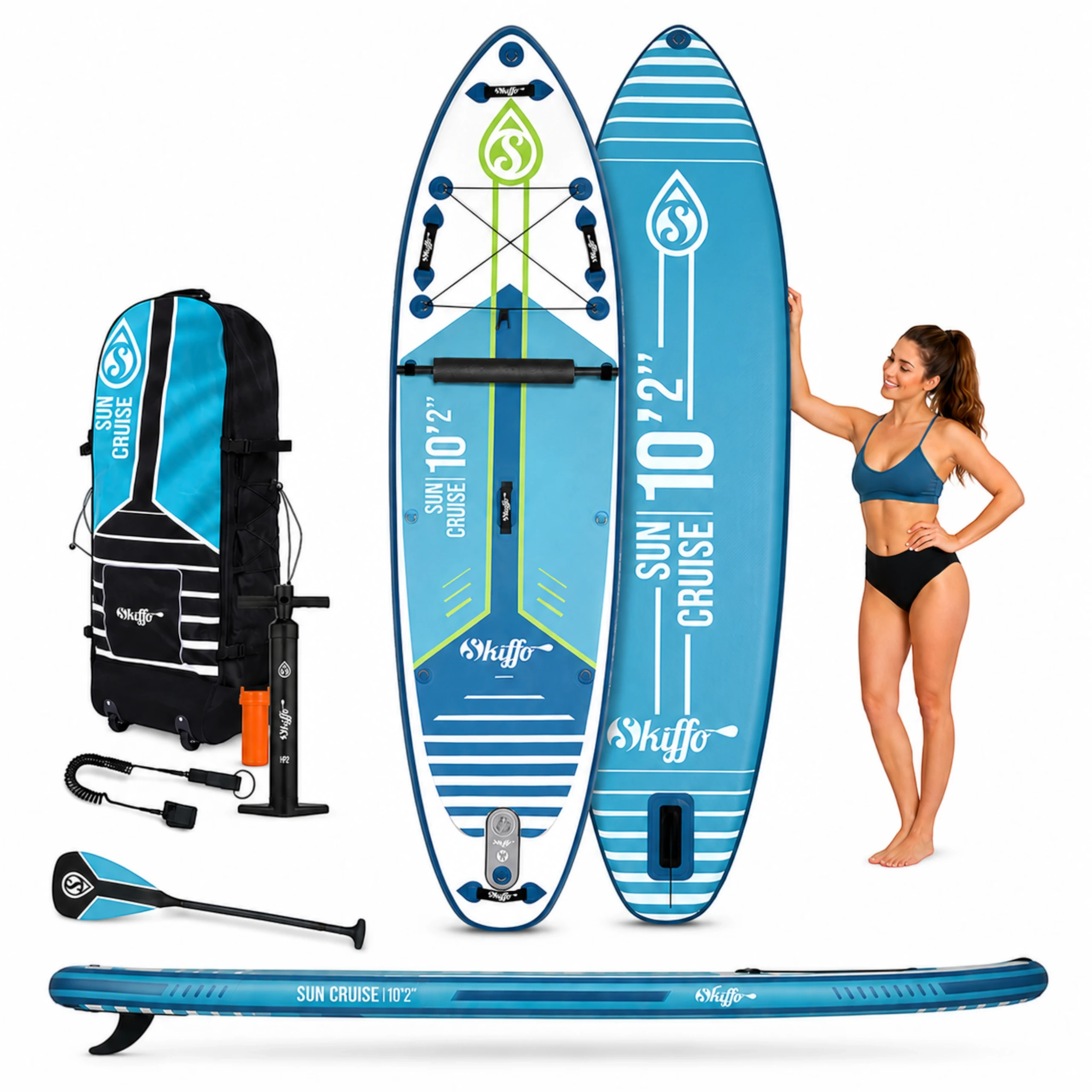 Deska SUP SKIFFO SunCruise 310 (10'2), uniwersalne / Allround, niebieski / biały - obrazek 9