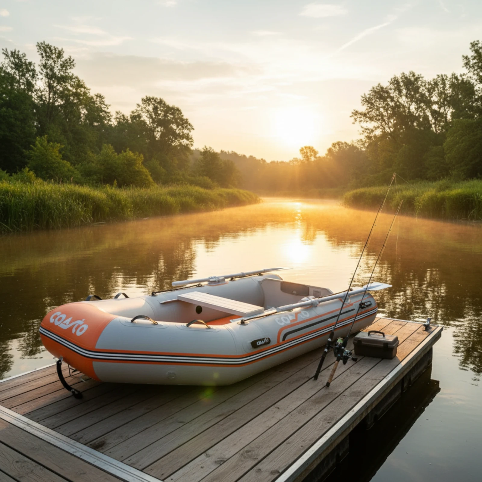 Ponton COASTO DS 290S, łódź motorowa pompowana, jasnoszary / pomarańczowy - obrazek 14