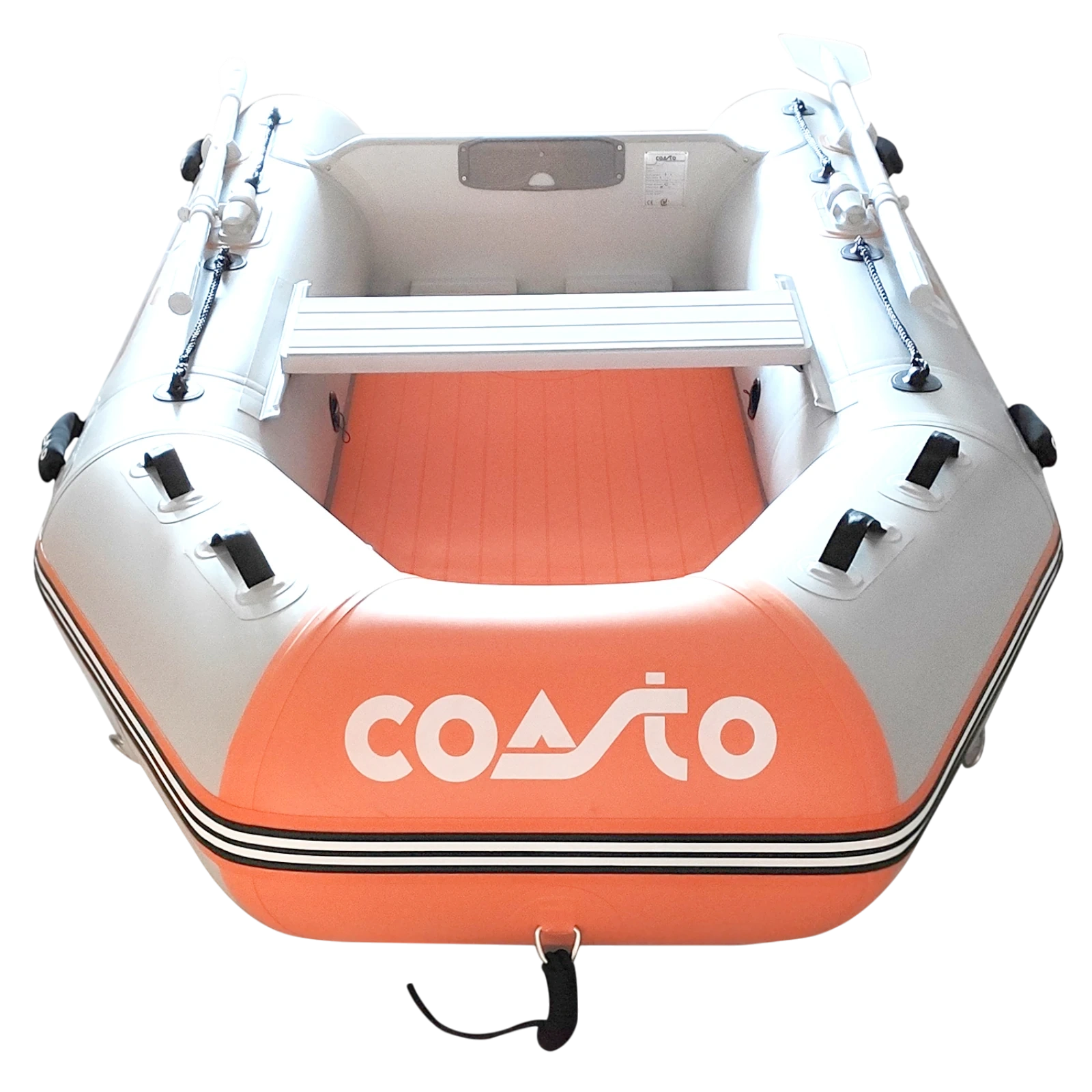 Ponton COASTO DS 230S, łódź motorowa pompowana, jasnoszary / pomarańczowy - obrazek 7