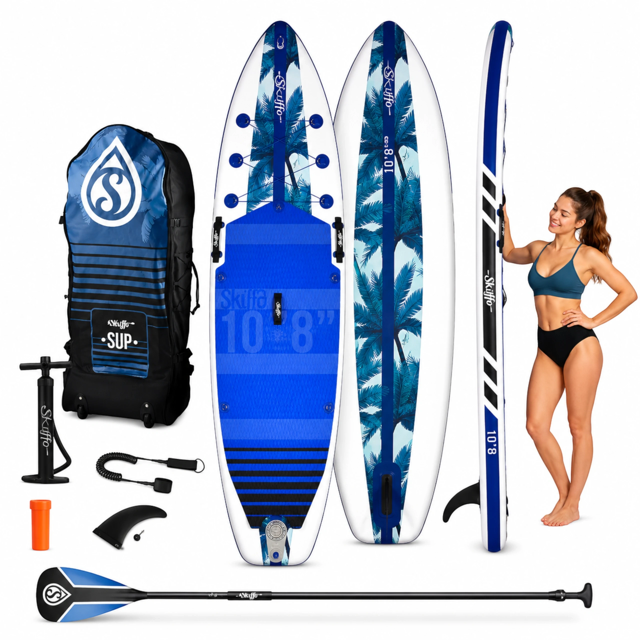 DESKA SUP SKIFFO LUI 325cm 10'8 PCV TRZYWARSTOWA PLECAK NA KÓŁKACH POMPKA - obrazek 4